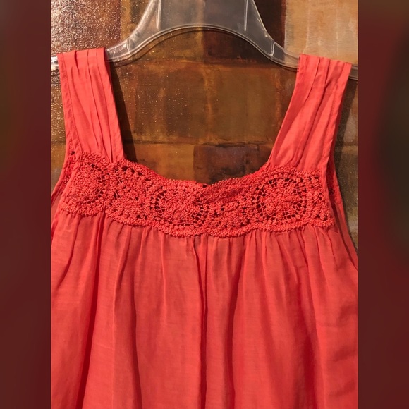 Anthro ELLA MOSS Coral Silk & Cotton Flowy Top EUC - Picture 7 of 8